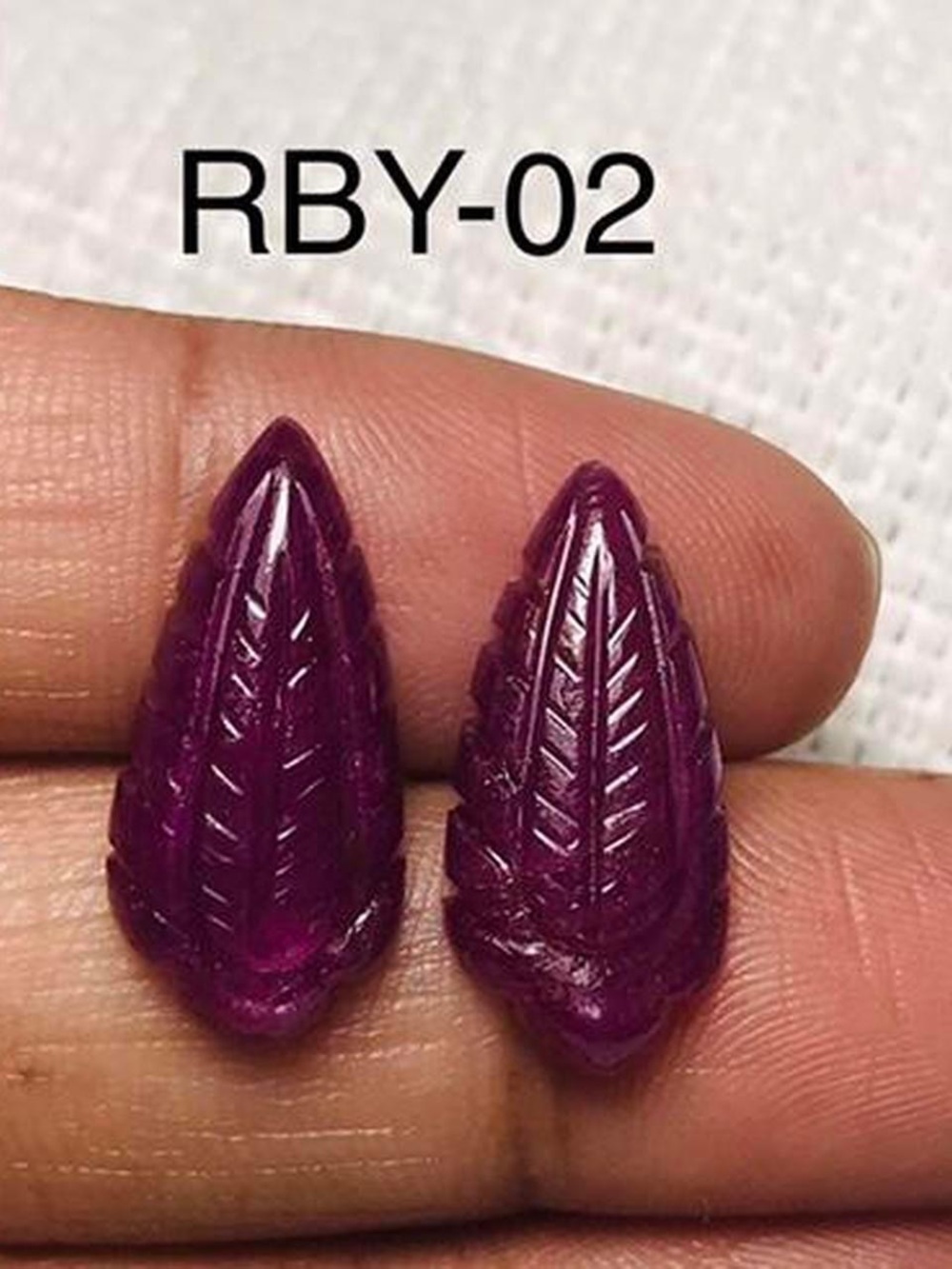 Ruby Natural Gemstone Cabochon Hand Carved Leaf Shape -RBY-02